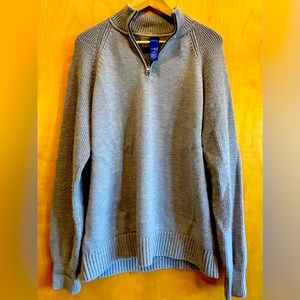 Large grey wool sweater with zip by Kit & Ace